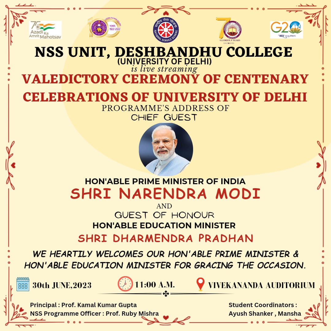 NssunitDbc's tweet photo. NSS Unit is live Telecasting the whole program at the Swami Vivekanand Auditorium from 11 AM in the College. We cordially invite all The Students to join us on this occasion. https://t.co/HFn4R9Nh6f