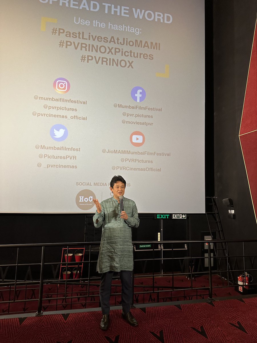 RokEmbIndia's tweet photo. 🎥🌟 The Korean Embassy attended the premiere of the film 'Past Lives', invited by PVR Inox and @PicturesPVR! This romantic drama film is written and directed by Korean-Canadian Ms.Celine Song and stars Greta Lee and Teo Yoo. https://t.co/zOouNijf6Y