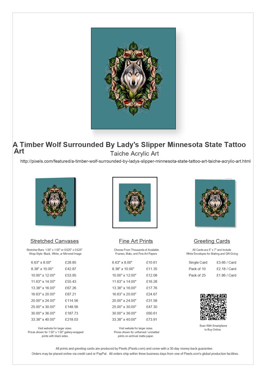 TaicheTees's tweet photo. A Timber Wolf Surrounded By Lady's Slipper Minnesota State Tattoo Art Painting #Taiche Acrylic Art - @FineArtAmerica #minnesota #mn #onlyinmn #exploremn #exploreminnesota #minnesotalife #minnesotaexposure #captureminnesota #midwest #timberwolvesTeePublic https://t.co/LpAedQtMXW https://t.co/rgTqFiMvcn