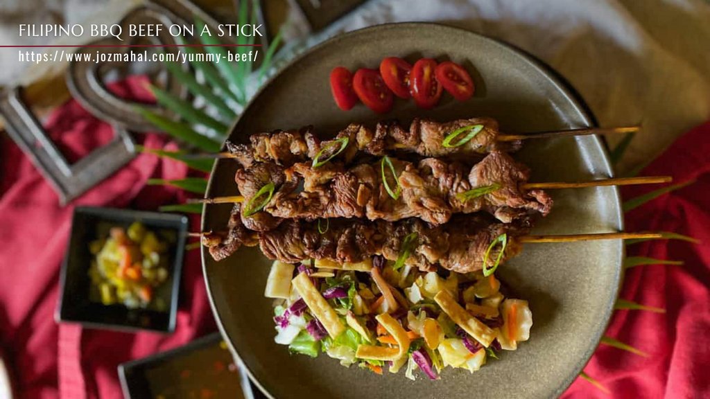What better way to spend summer than BBQ grilling? If you haven't tried my version of Filipino BBQ Beef-on-a-Stick, it's time to give it a try! 🍢🥩

jozmahal.com/yummy-beef/

#barbecue #barbecuerecipe #filipinodish #grilling #recipealert #homecooking #asianfusion #recipeoftheday