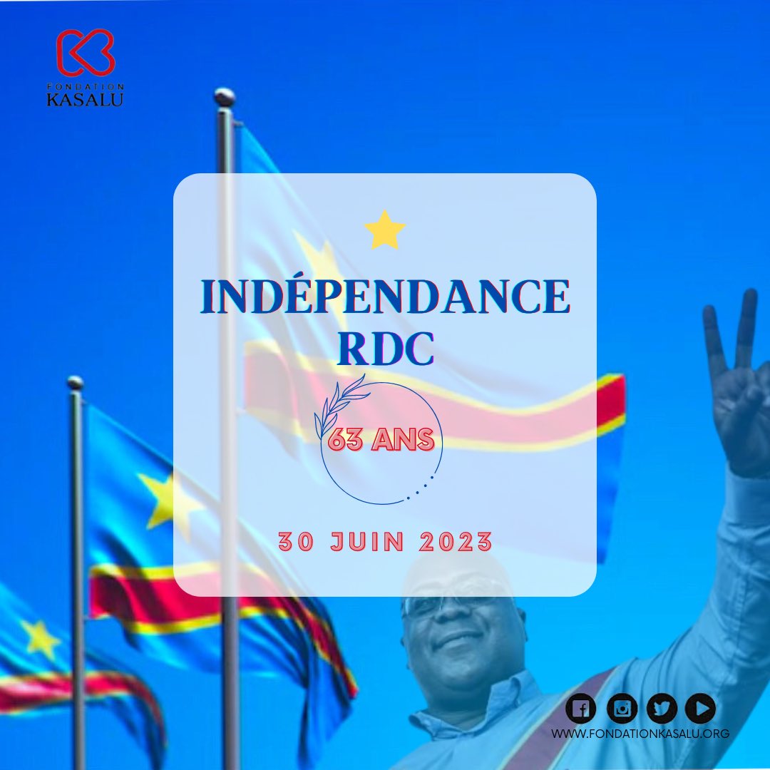 FondationKasalu's tweet photo. Bonne fête de l'indépendance à tous les congolais!
30/06/1960 - 30/06/2023
#lipanda #independancerdc
#republiquedemocratiqueducongo #vivalipanda #fokas #unavenirpourtous https://t.co/fxLKrXfX68