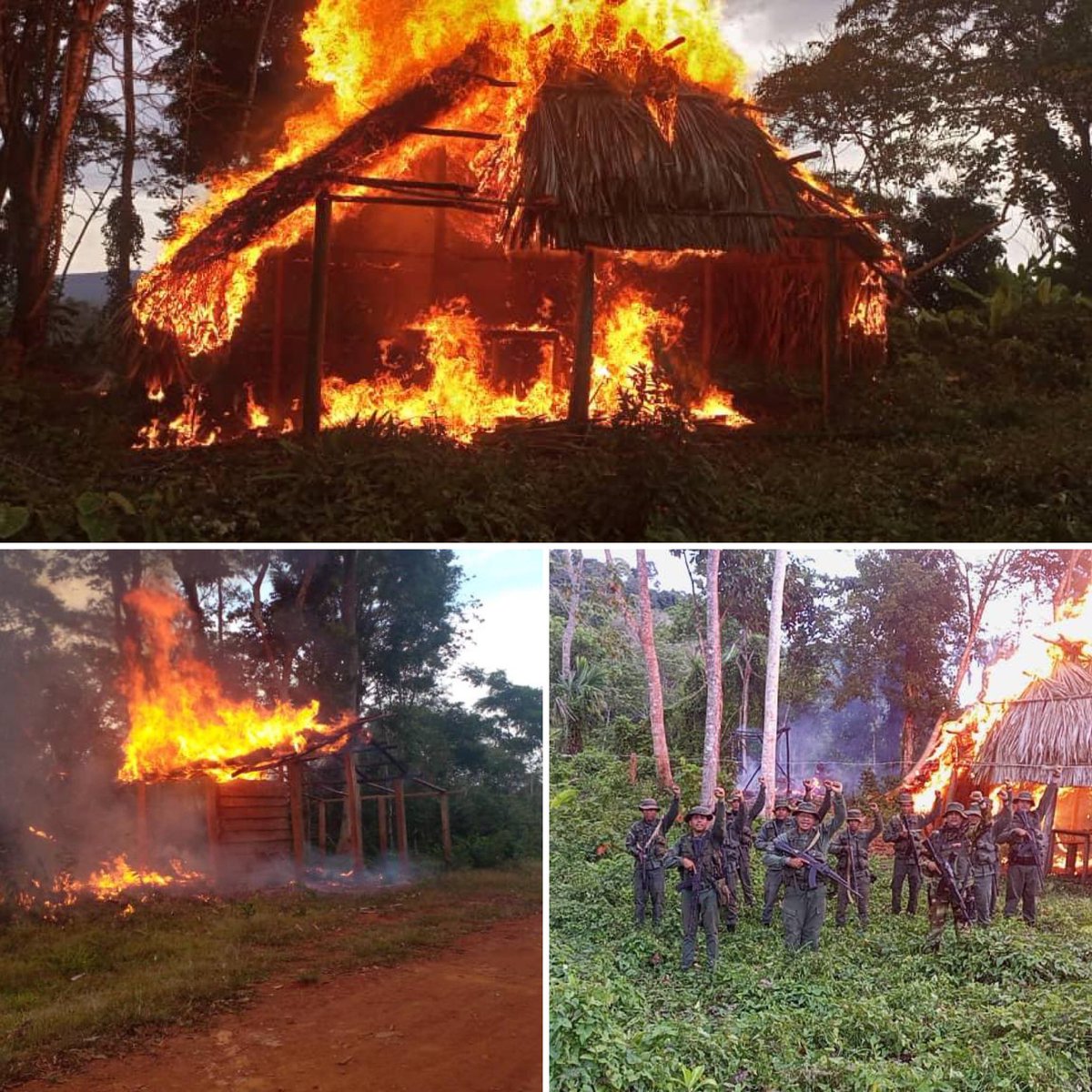 dhernandezlarez's tweet photo. En el estado Sucre #FANB desmantela campamento campestre vinculado a las actividades ilegales del narcotráfico. En el territorio nacional no podrán existir instalaciones dedicadas a la trata de personas, minería ilegal, narcotráfico ni con fines armamentistas. 

Venezuela es un Estado democrático de derecho y de justicia. 

Independencia o nada !

#IntegrarEsVencer