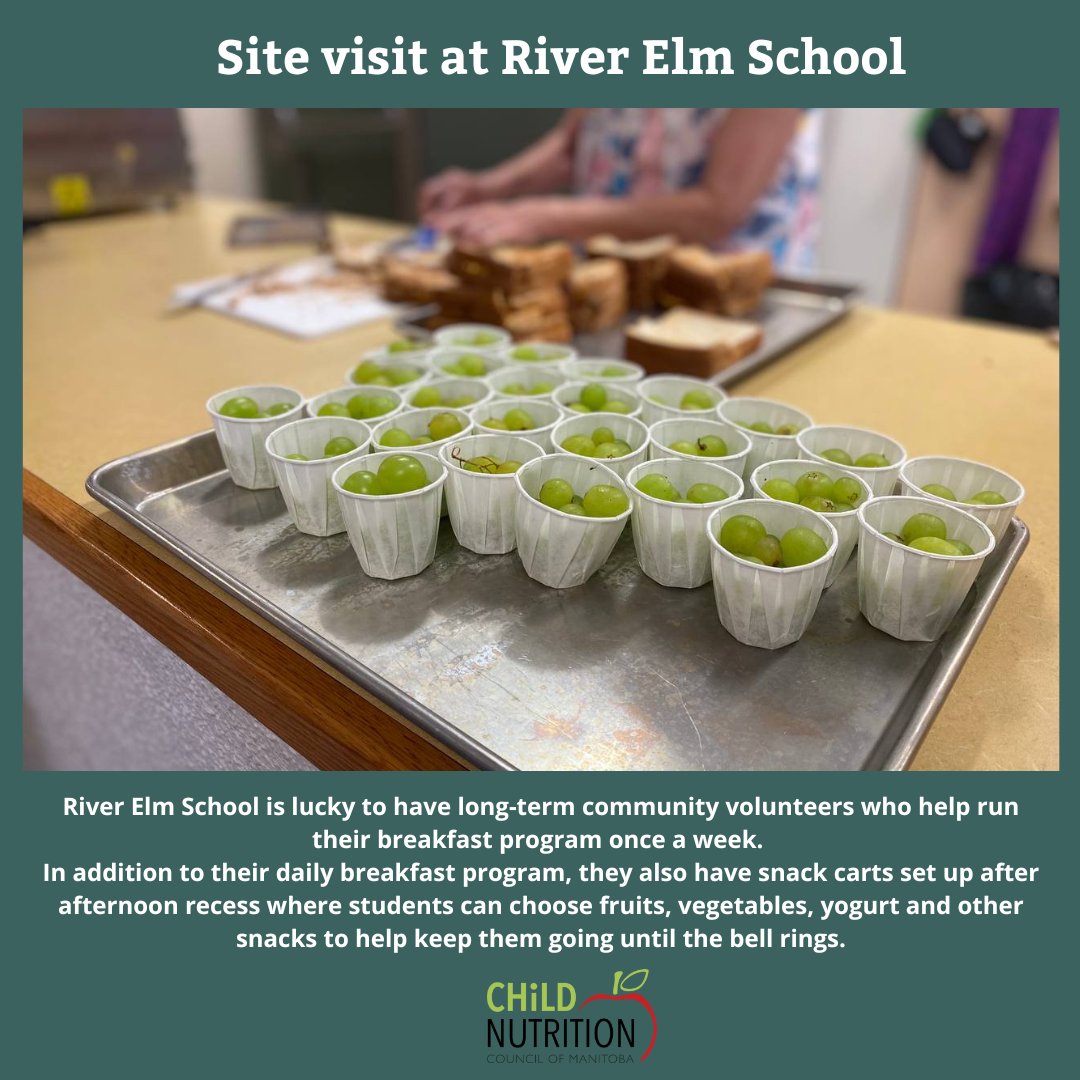 Last site visit highlight of 2022-23! River Elm School's breakfast program is lucky to be volunteer-ran! They also have snack carts set up s where students can choose fruits, vegetables, yogurt and other snacks to help keep them going until the bell rings.