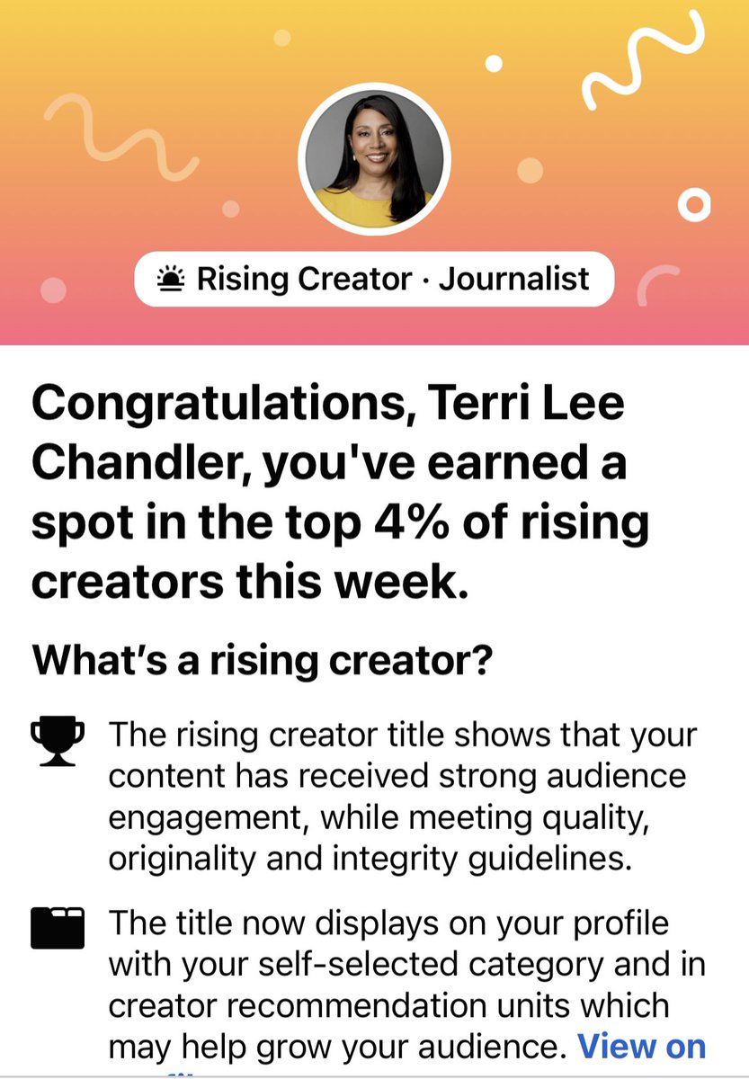 TerriJLee's tweet image. Facebook has named me a Rising Creator! This is so exciting and it came as a complete surprise!

#risingcreator #exciting #excited #moretocome #ilovesurprises #journalist #filmcritic #movieproducer #actress #voiceoverartist