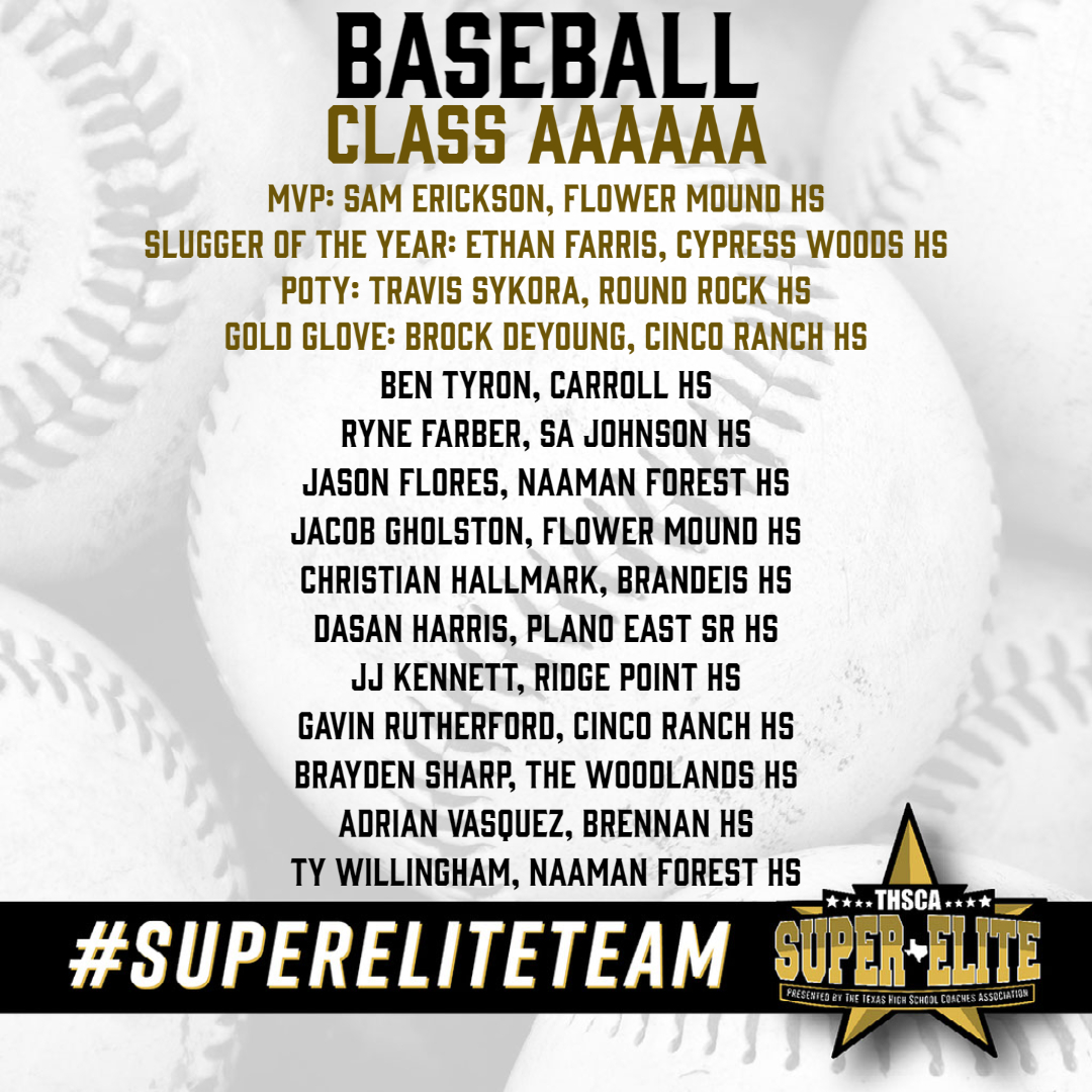 Congratulations to the THSCA 6A Baseball #SuperEliteTeam!⚾ Your outstanding performance and dedication have earned you this statewide recognition!👏🏅 thsca.com/super-elite-te… @samerickson2024 @AggieBaseball @FMJagsHardball @LISDsports @JacobGholston9 @OU_Baseball @22Ethanfarris