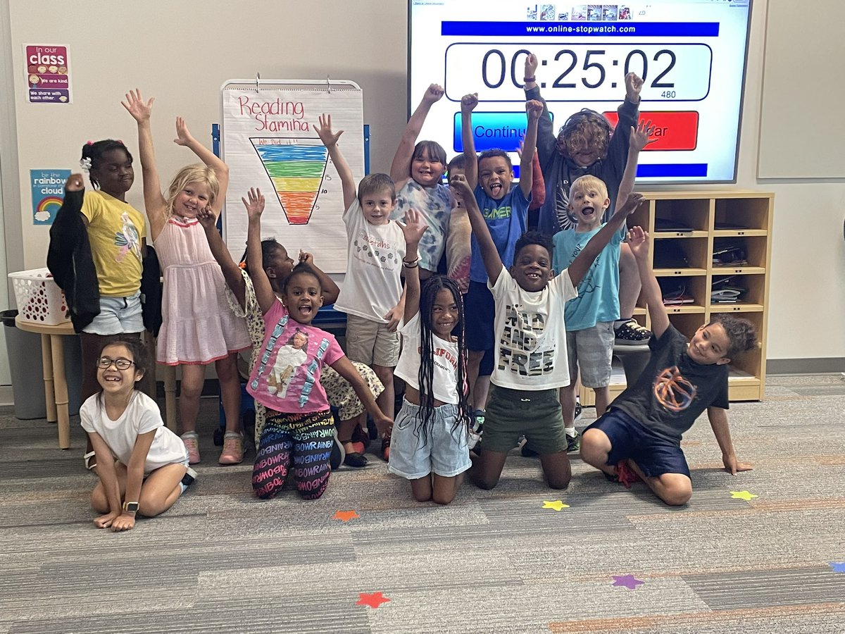 We did it!!! This group of 2nd graders met their goal to stamina read for 25 minutes non-stop! They were so proud of themselves! Their love of learning is contagious! Enjoy your break! <a href="/Crestview_NKC/">Crestview Elementary</a> <a href="/JakeHartley_nkc/">Jake Hartley</a> <a href="/MrsFitz107/">Cara Fitzgerald</a>