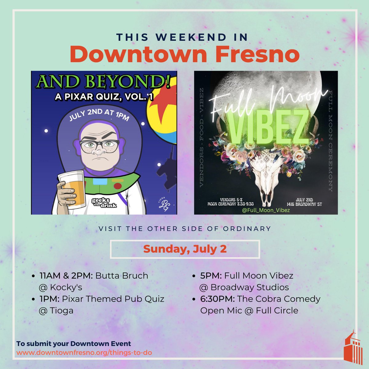 WEEKEND ROUNDUP! Get started with your Focus on Downtown photo submission this weekend 📸 Head to one of the events downtown or just keep cool with a cold beer🍻 
- 
To see more events or submit your upcoming downtown events, visit the Events Calendar at the link in our bio🔗