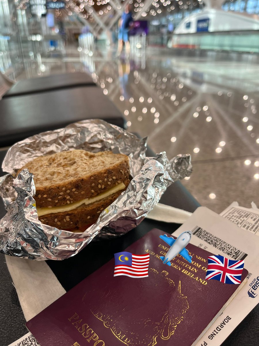 Enjoying my cheese and piccalilli sandwich before my flight 🥪 ‘home home’ London here I come! 🇲🇾 ✈️ 🇬🇧 #teacher5aday #connect