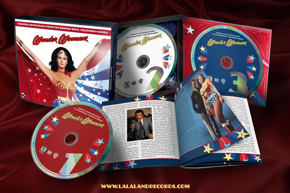 This WONDERFUL 3-CD set from <a href="/LaLaLandRecords/">La-La Land Records</a> is ON SALE for $25 (down from $39.98) and features OVER THREE HOURS of #WonderWoman music for the first time IN STEREO from every composer who wrote for the show! Plus ALL FIVE theme songs! AND 28-page booklet! lalalandrecords.com/wonder-woman-l…