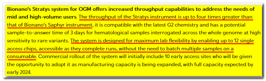 GregLarssen's tweet photo. $BNGO - Bionano

The much awaited  Stratys,  the upgrade from the Saphyr, is out, timed perfectly for the  European Cytogenomics Conference  starting on Saturday in Montpellier, France.

VIA, the rebranded, repackaged and rewritten NxClinical, is also out !

10 Stratys will be available through H2 2023 whilst manufacturing is being ramped up for full availability in 2024.

VIA is initially targeted squarely at Hematologic Malignancies  across all data types, be they from OGM, Microarray, or NGS.

https://t.co/97PDis6LWH