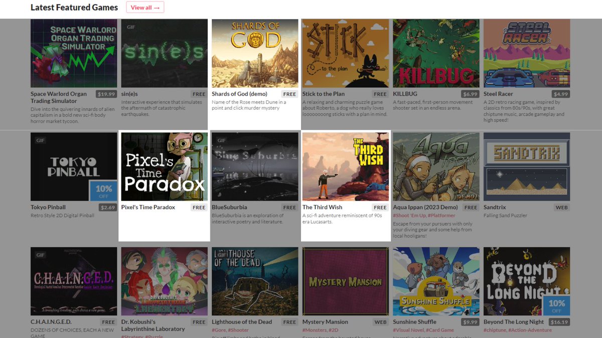 Voting period for Adventure Jam 2023 is about to end, and we have 3 games in 'Featured' section at @itchio 
#advjam2023 #featuredgames #indiedeveloper @CassieBenter @StacyDavidson @adventurejam Check out the FABULOUS games submitted at itch.io/jam/advjam2023…