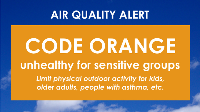 MDEnvironment's tweet photo. Widespread unhealthy for sensitive groups air quality conditions are expected to linger through Friday due to Quebec wildfire smoke. For air quality forecasts go to https://t.co/x3uS9huT0S https://t.co/LtVAxm1Fwq