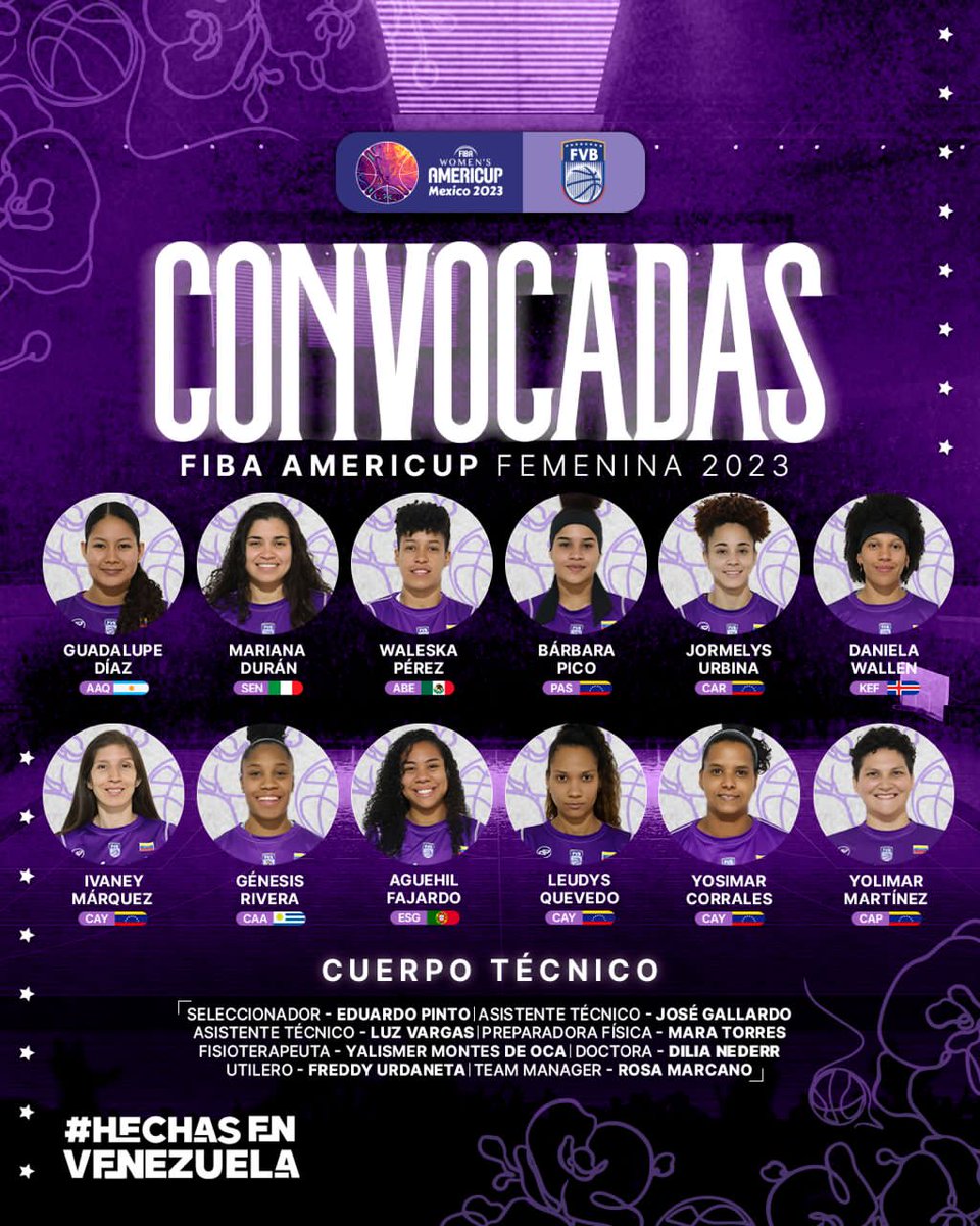 #OFICIAL | La Selección Nacional de #Baloncesto #femenino da a conocer la lista de las  12 convocadas que representarán  #Venezuela en la #FIBA #AmeriCupW Femenina 2023 que se realizará en #Mexico 

VAMOS MUCHACHAS! 🇻🇪

#Basquetbol #basquet #HechasenVenezuela #FIBAWC #Tricolor