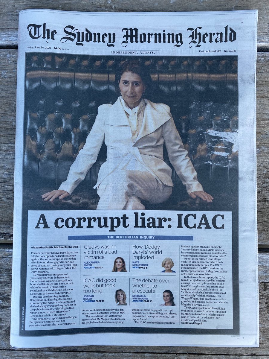 Excellent ⁦@smh⁩ front page today.
Well done. #nswpol #auspol