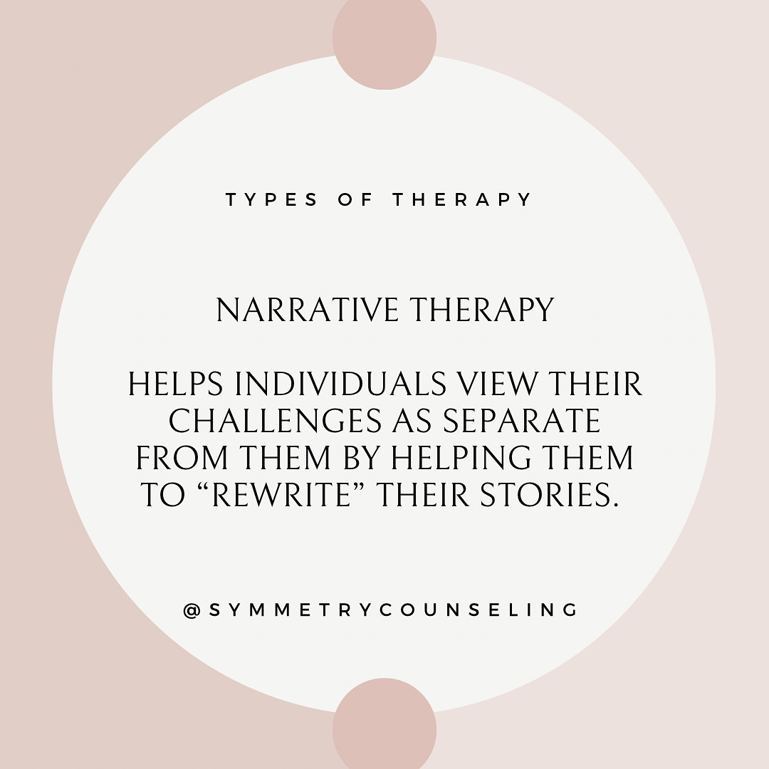 It's Therapy Thursday! 🙂  What is #narrativetherapy ?
Check out our post to learn more. #symmetrycounseling #therapy #therapythursday #mentalhealth