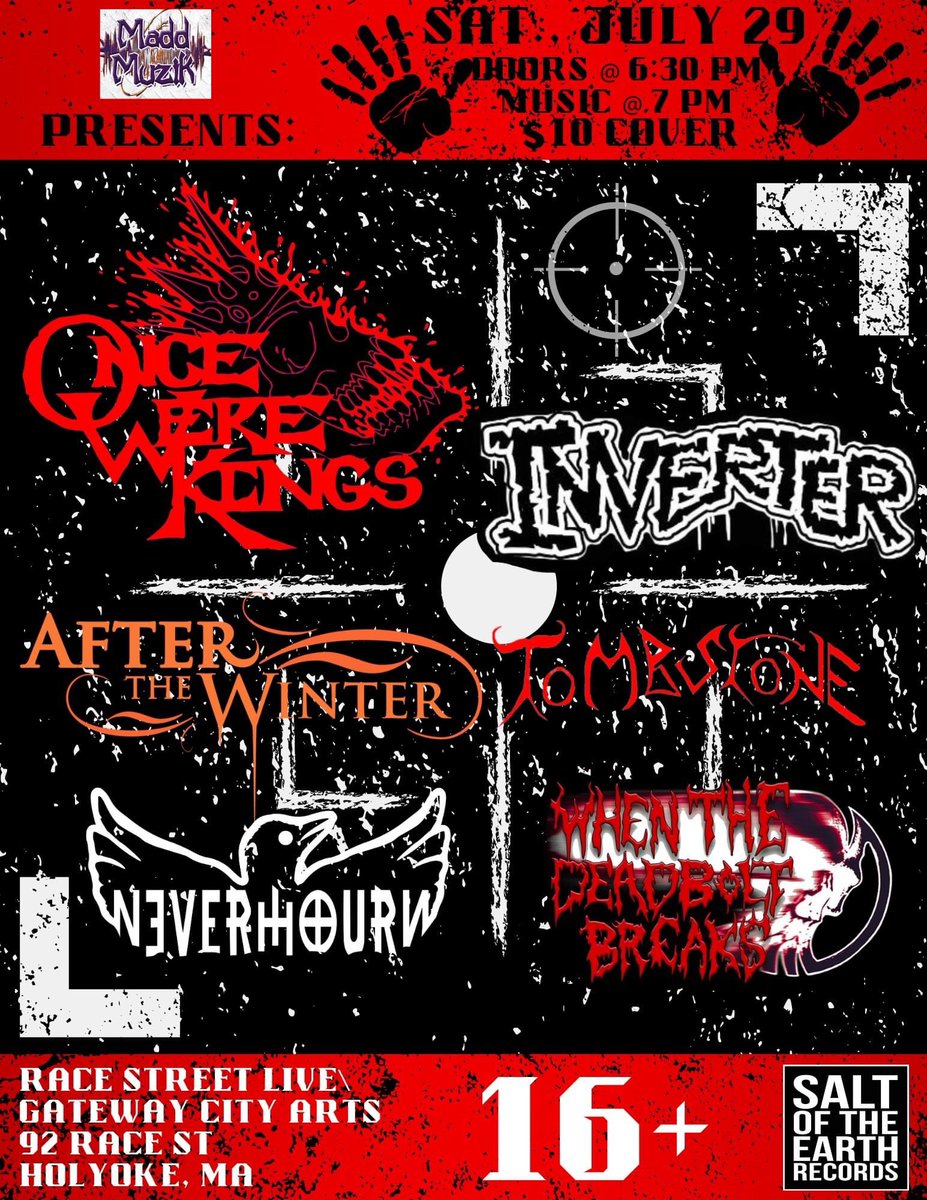 Nevermournmetal's tweet photo. {UPCØMING RITUAL}

NEVERMØURN debuts at @RaceStreetLive, located at @GatewayCityArts in Holyoke, Massachusetts on Saturday, July 29th.

7.29.2023 / @RaceStreetLive 
@GatewayCityArts 
92 Race Street, Holyoke, MA 01040
Doors: 6:30 PM / Show: 7:30 PM / 16+
$10

- The CØVENT https://t.co/BWr4kqpRMe