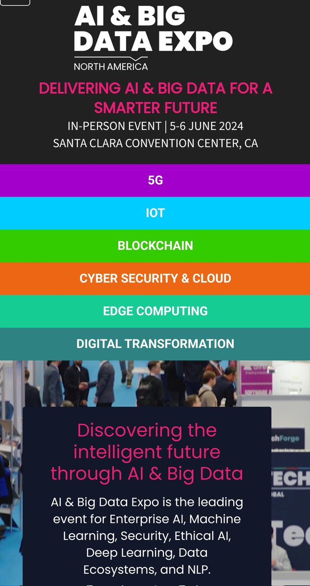 fabrizio_degni's tweet image. Browsing for interesting events #AI and #BitData related I wish/hope to physically attend the AI and Big Data Expo set for 5 and 6 June 2024 in the Santa Clara Convention Center (#California).
It is possible to get a virtual and free pass too:
ai-expo.net
#expo #USA