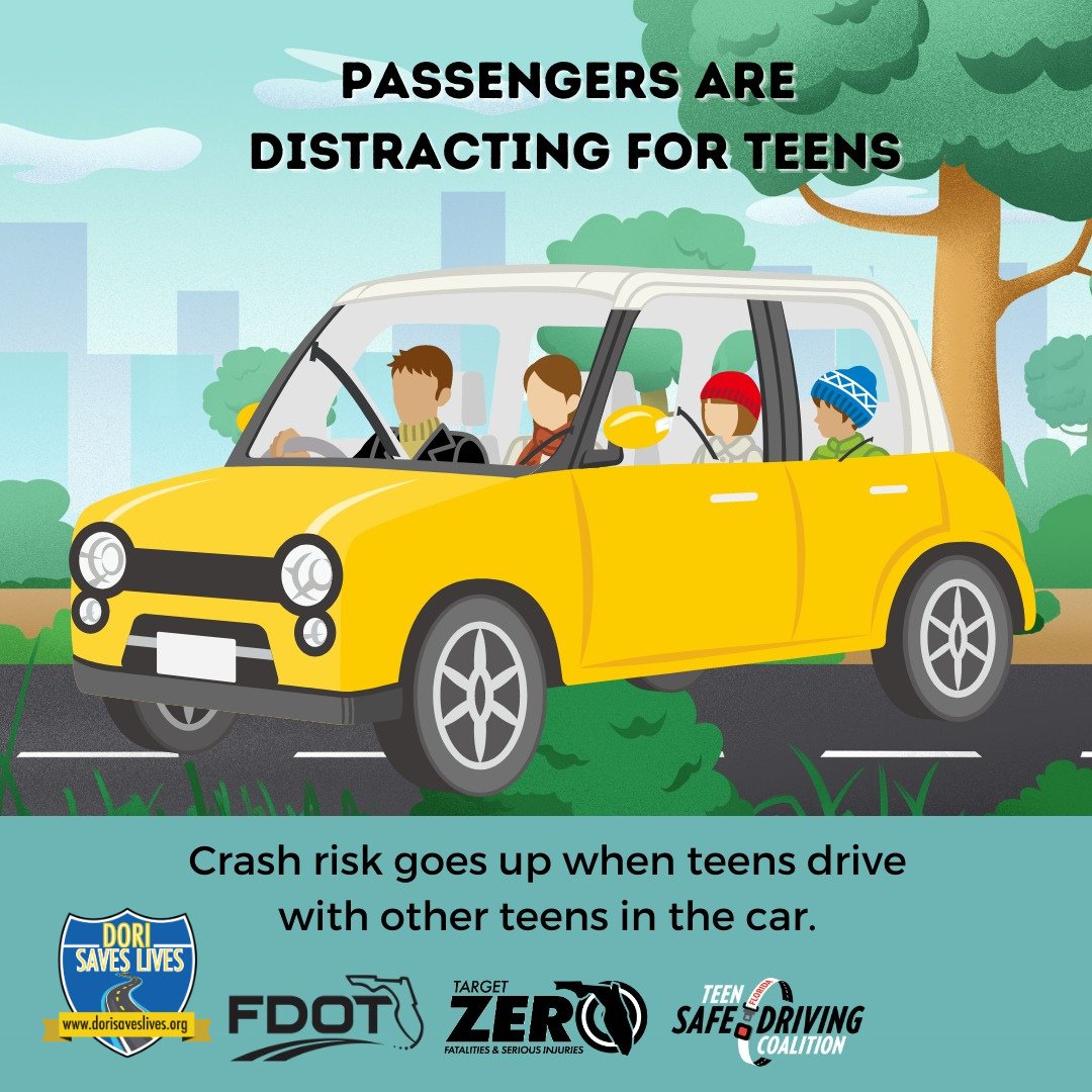 Did you know? When a teen driver has their friends in the car, the risk of a crash increases dramatically! Two additional passengers increase the risk of a crash by 158%😱Limit teen passengers to ensure a safe ride!
#DoriSavesLives #SafetyFirst #100DeadliestDays #TeenDriverSafety