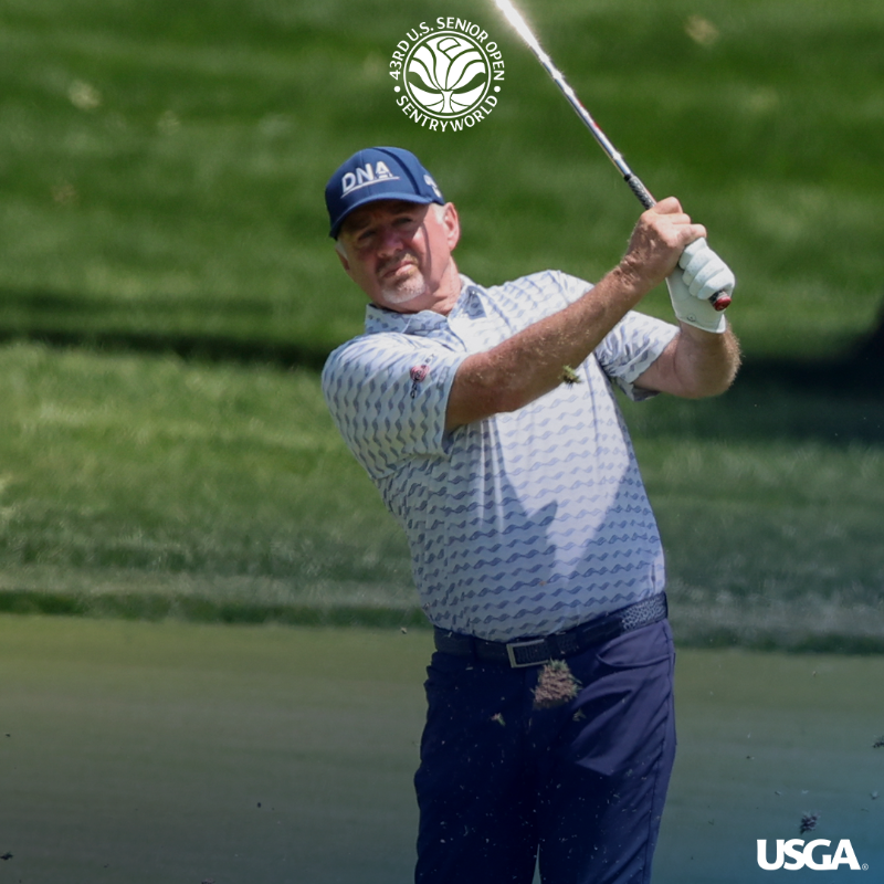 USGA's tweet photo. Thursday had a decidedly old school #USSeniorOpen feel at @SentryWorld.