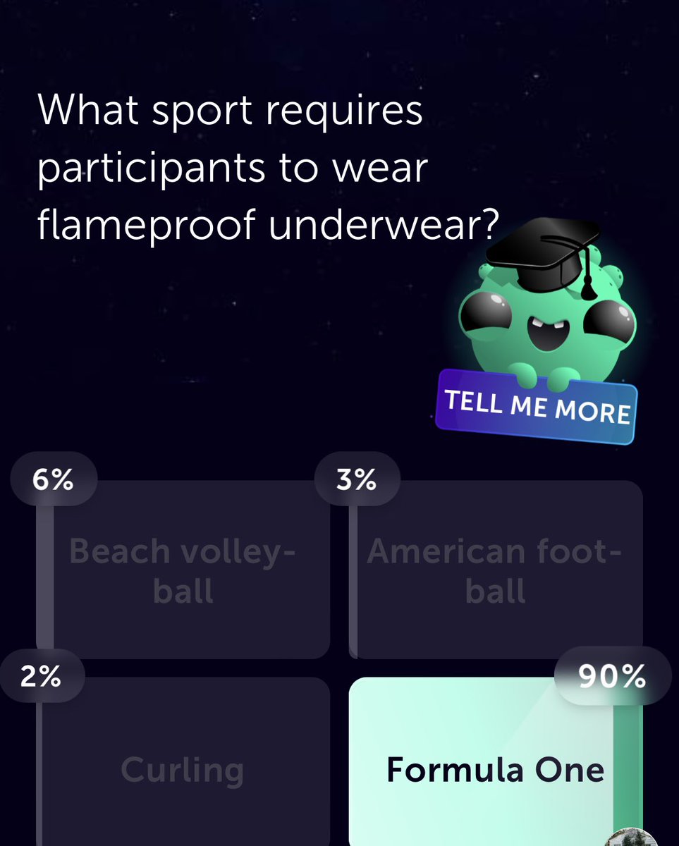 We really need to know who these 2% of people that answered “curling” are from this quiz game 😳😂