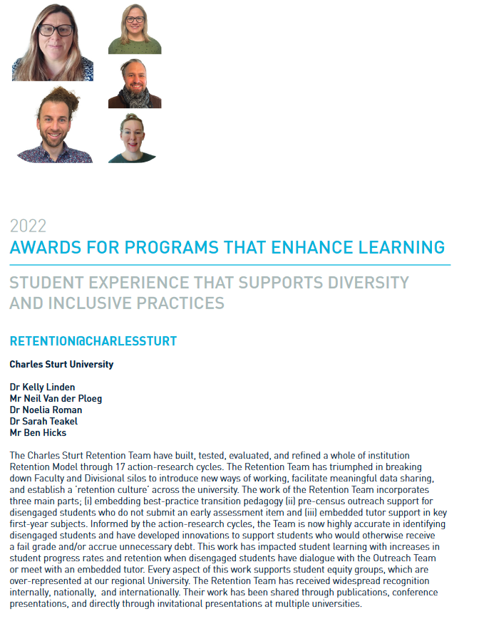 TeamRetention's tweet photo. A trip to the big smoke to receive our Australian University Teaching Program Award! A big thank you to everyone involved at @CharlesSturtUni  - many more involved than those on the stage. #teamwork   

Check out some of the other recipients:
https://t.co/Ws8vHUikNu https://t.co/vCp13sTk7V