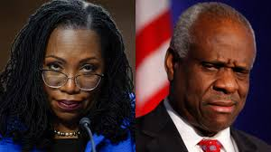 Supreme Court Justice Kentaji Brown Jackson if looks could kill. Clarence Thomas Affirmative Action Anita Hill #morningjoe #TheView #DeadlineWH