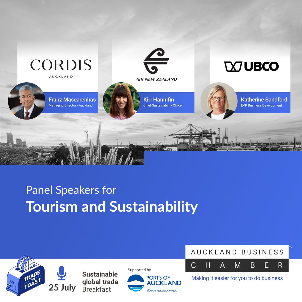 Introducing the second panel of speakers for our next Trade on Toast event series. This panel's topic is Tourism and Sustainability, focusing on the intersection of these crucial areas. Visit the event website to learn more here: hubs.li/Q01WldBK0