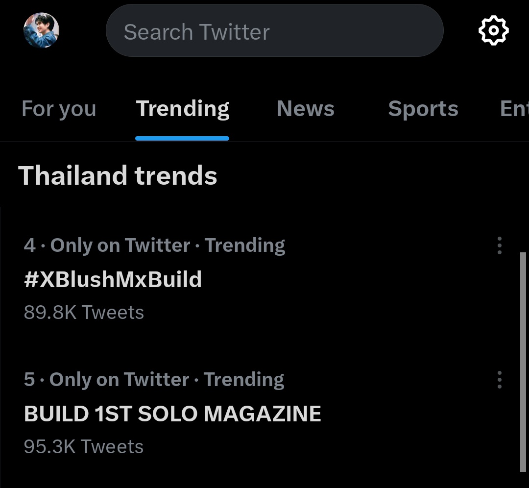 belovedKrist's tweet photo. At 9AM Thailand 

— No 4 and 5 

Unfortunately we couldn't get into Top 3 today. But don't be disheartened guys. Our speed is very good. We crossed 95K+ tweets in just half an hour. That's INSANE. 💙🔥

Yeah we got stuck at No 4 and 5. +

#XBlushMxBuild
BUILD 1ST SOLO MAGAZINE https://t.co/xqDnAcvuW3