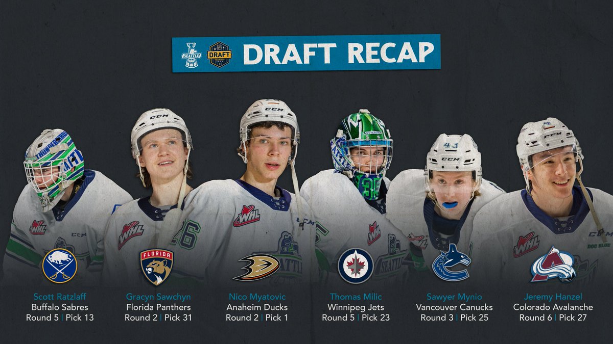 SeattleTbirds's tweet image. Now entering their NHL drafted era 

All six of our draft eligible players heard their name called at the 2023 #NHLDraft