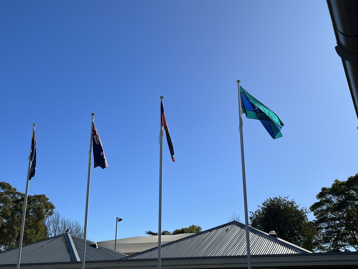 Murray Farm Public School celebrating NAIDOC week with all flags now proudly flying.