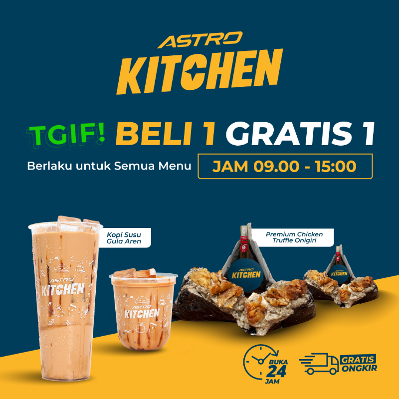 astronauts_id's tweet photo. Mulai gak fokus kerja karena kepikiran besok weekend?😫

Biar tetap fokus, Astromin kasih promo “Beli 1 Gratis 1” buat semua produk Astro Kitchen.🤩 Padahal harganya start dari 9RB-an udah murah, ini gratis 1 pula. 🤣

Gass #JajanSatSet di Astro Kitchen, klik banner di bawah. 👇