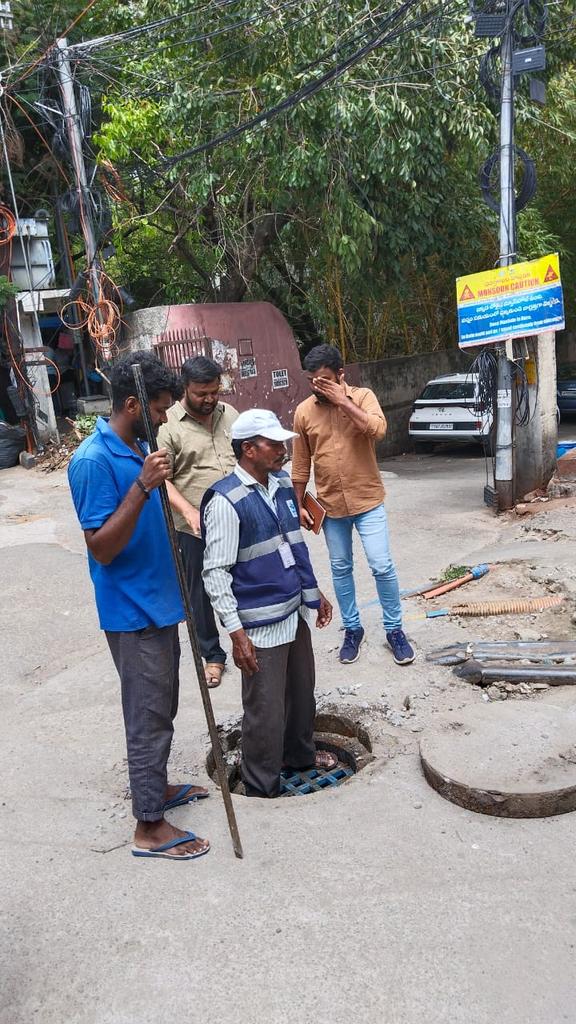 Sir,
 As part of Masoon preparedness inspected waterloggingareas and verified *caution boards at water logging areas* and *Safety grills for deep manholes at various locations under  O&amp;M division:6  alongwith Managers and Staff 
GM6,HMWSSB <a href="/HMWSSBOnline/">HMWSSB</a> <a href="/KTRBRS/">KTR</a> <a href="/MDHMWSSB/">K Ashok Reddy, IAS</a>