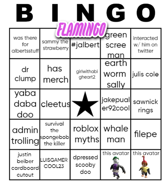 Roblox FREE ADMIN Bingo Card