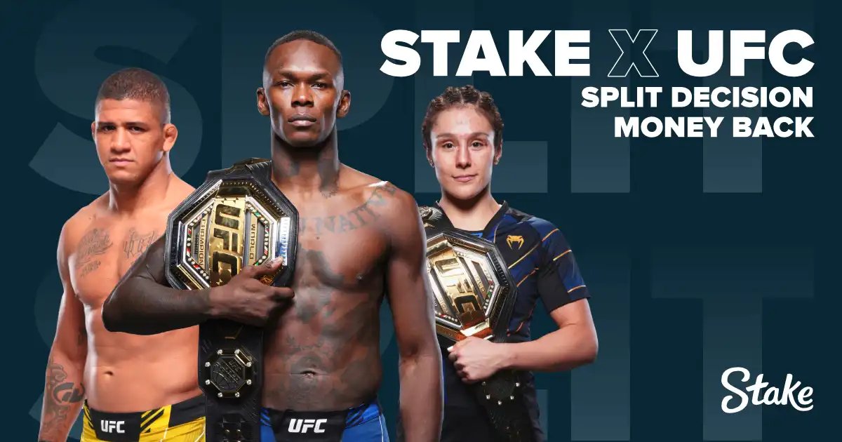 Stake's tweet photo. We're super pumped for #UFCVegas76! 👊

Place a bet on Winner markets of any UFC match, and earn your stake back if your selection loses by split decision 💸

👉 https://t.co/PuivRCCBsG https://t.co/dKSdLRJh5t