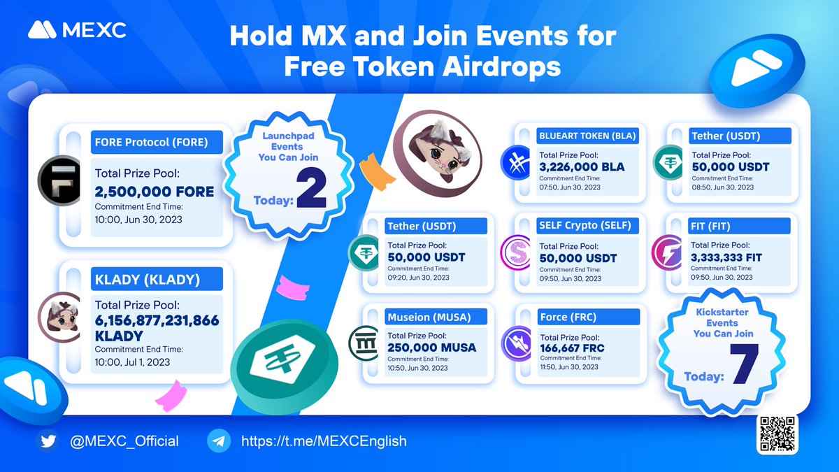 #Airdrop is ready for you🎉
Viral share to join Lucky Draw

🎁10 ppl * 10 $MX
⏳Ends on Jun 30, 4 pm UTC

To enter:
🔹LK, RT, tag 3 frds 
🔹Mention @MEXC_Official 
🔹Fill out: forms.gle/P4PQbzHm5Gg4FP…