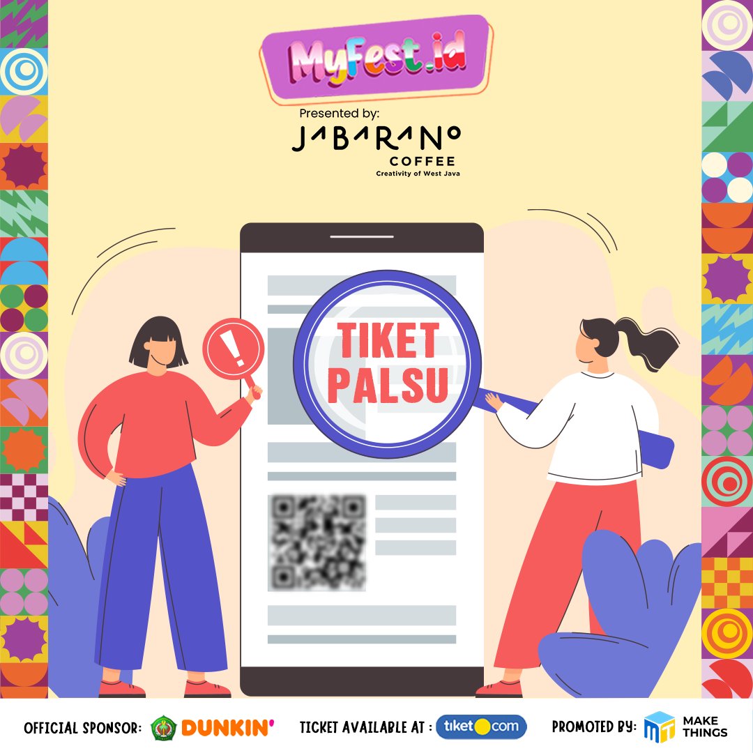 WARNING! ⚠️
Hati-hati penipuan, ada beberapa oknum yang mengaku-ngaku menjual tiket MyFest.ID, tapi ternyata setelah ditransfer, e-ticket tidak dikirim. 

Mohon maaf kami tidak bertanggung jawab jika kamu menjadi korban penipuan.