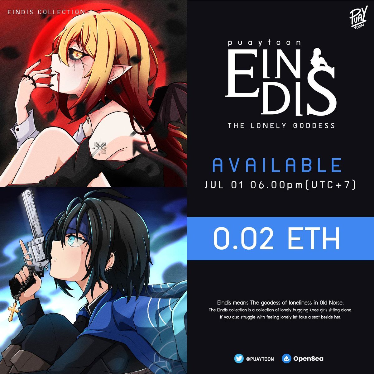 💙EINDIS NEW DROP🖤
🦇Vampire Festival🦇
0.02 ETH
- 
JUL-01-2023
06.00pm(UTC+7)
On Opensea
Link 👇
#eindis #puaytoon