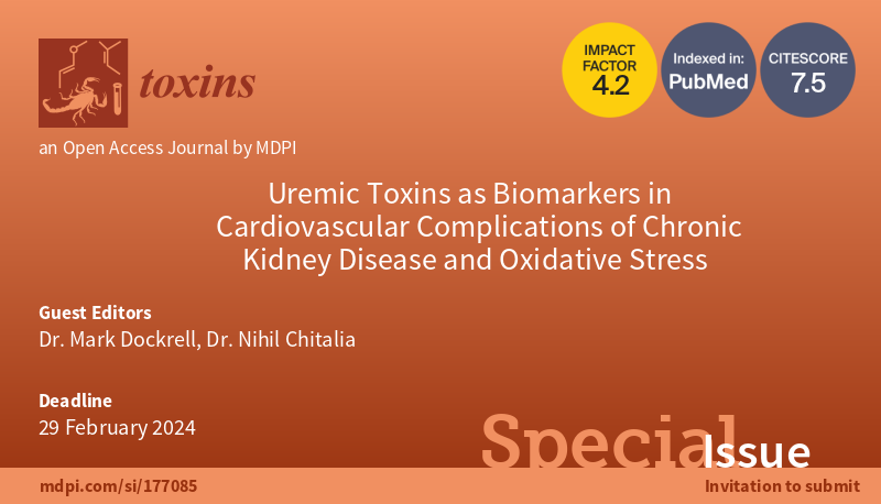 📢A new Special Issue "#Uremic Toxins as Biomarkers in Cardiovascular #Complications of Chronic Kidney Disease and Oxidative Stress". #CKD
🎓Dr. Mark Dockrell <a href="/DocDocMark/">Mark Dockrell</a> and Dr. Nihil Chitalia are serving as Guest Editors. <a href="/StGeorgesUni/">St George's, University of London (1752-2024)</a> <a href="/ClinicalEd_DVH/">Clinical Education Darent Valley Hospital</a>
🔗mdpi.com/si/177085