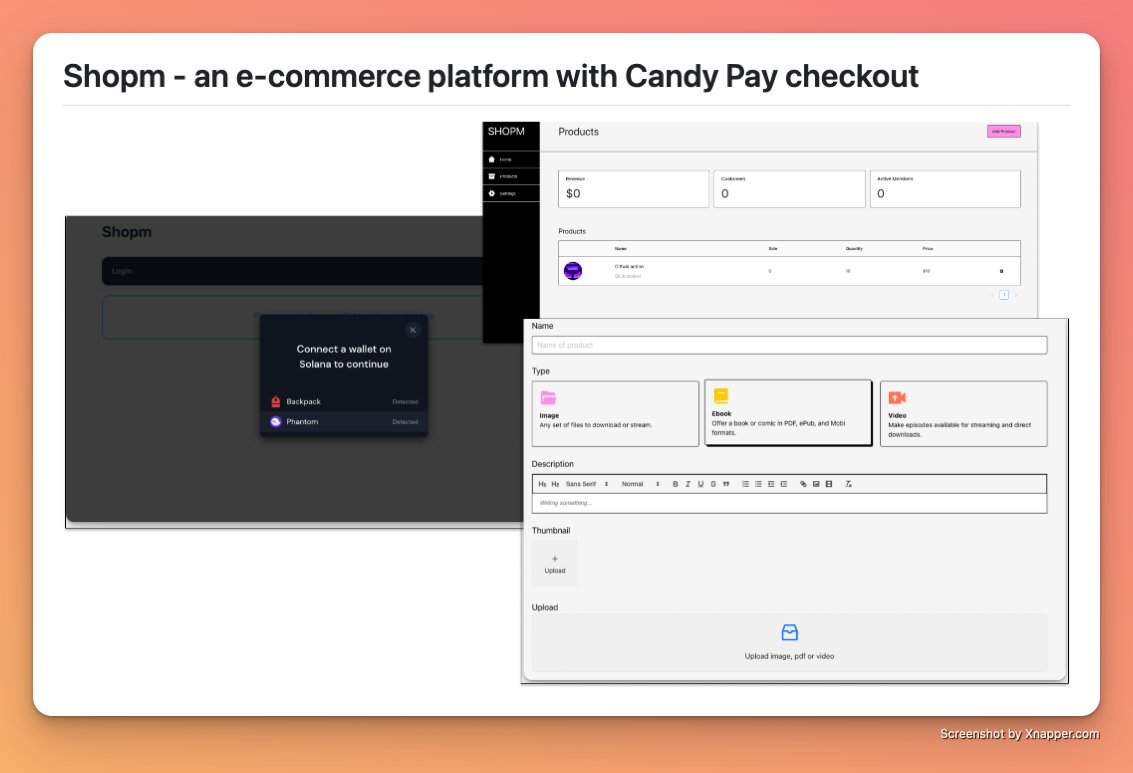 In the last 2 weeks, me and @thomas_ignore and new member @tuanlin90575688 were building a project called “Shopm”.

Thanks <a href="/candypayfun/">CandyPay 🍭</a> <a href="/SuperteamVN/">Superteam Vietnam</a> <a href="/tuanpmhd/">Tuan Pham Minh</a>
for organizing the "Superteam Vietnam x CandyPay Developer Bounty" 🔥🔥🔥

Learn more about us at blog.maius.fun/shopm