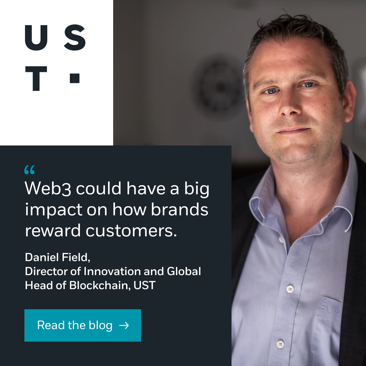 USTglobal's tweet photo. Web3 has the potential to transform how brands build loyalty and create satisfying customer experiences.

Find out how with @Daniel_Field_, UST's Director of Innovation and Global Head of Blockchain: https://t.co/JOhqC78HyJ #blockchain #web3 https://t.co/rPFTVP9ncd