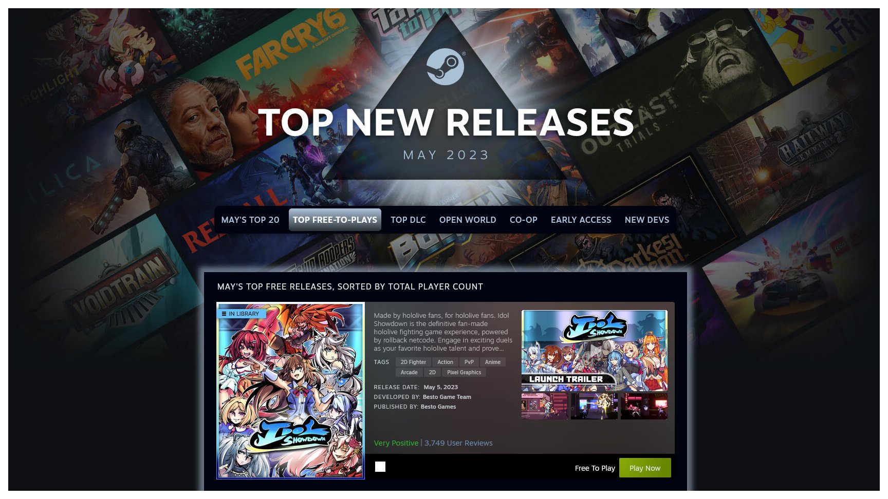 Idol Showdown: hololive Fighting Game!  on X: Idol Showdown has been  selected as May's #1 Free-to-play game on @Steam's Top New Releases! Thank  you so much for making this possible. Please