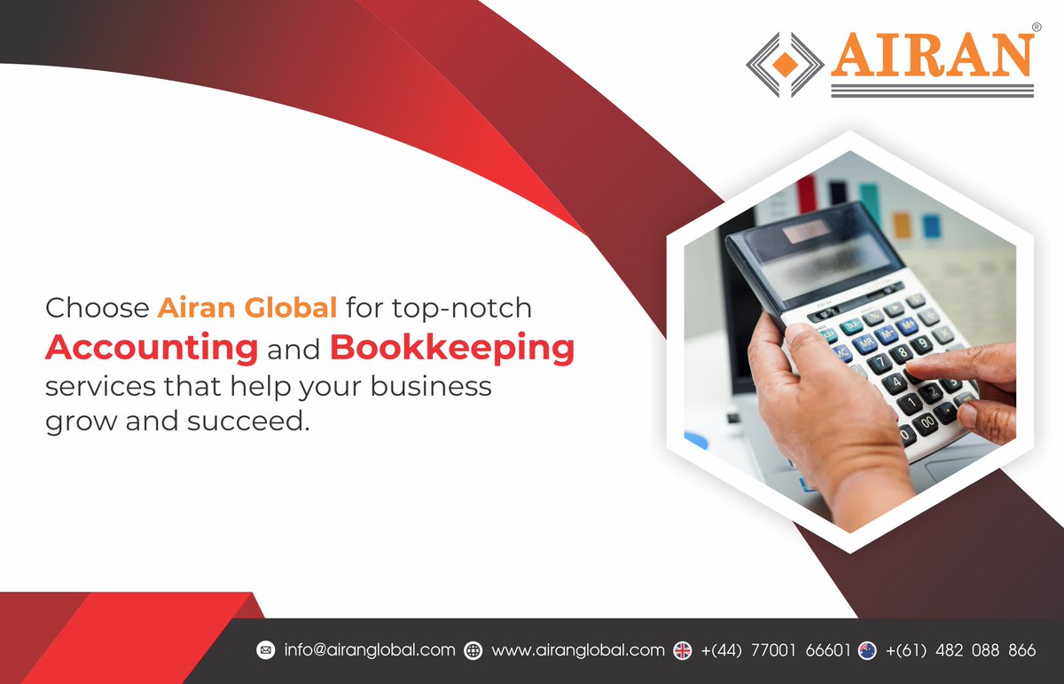Trust us to handle your bookkeeping, payroll processing, tax preparation, financial reporting, and more. shorturl.at/HJW49

#accounting #bookkeeping #financialservices #taxpreparation #businessgrowth #financialplanning #audit #smallbusiness #entrepreneur #AiranGlobal
