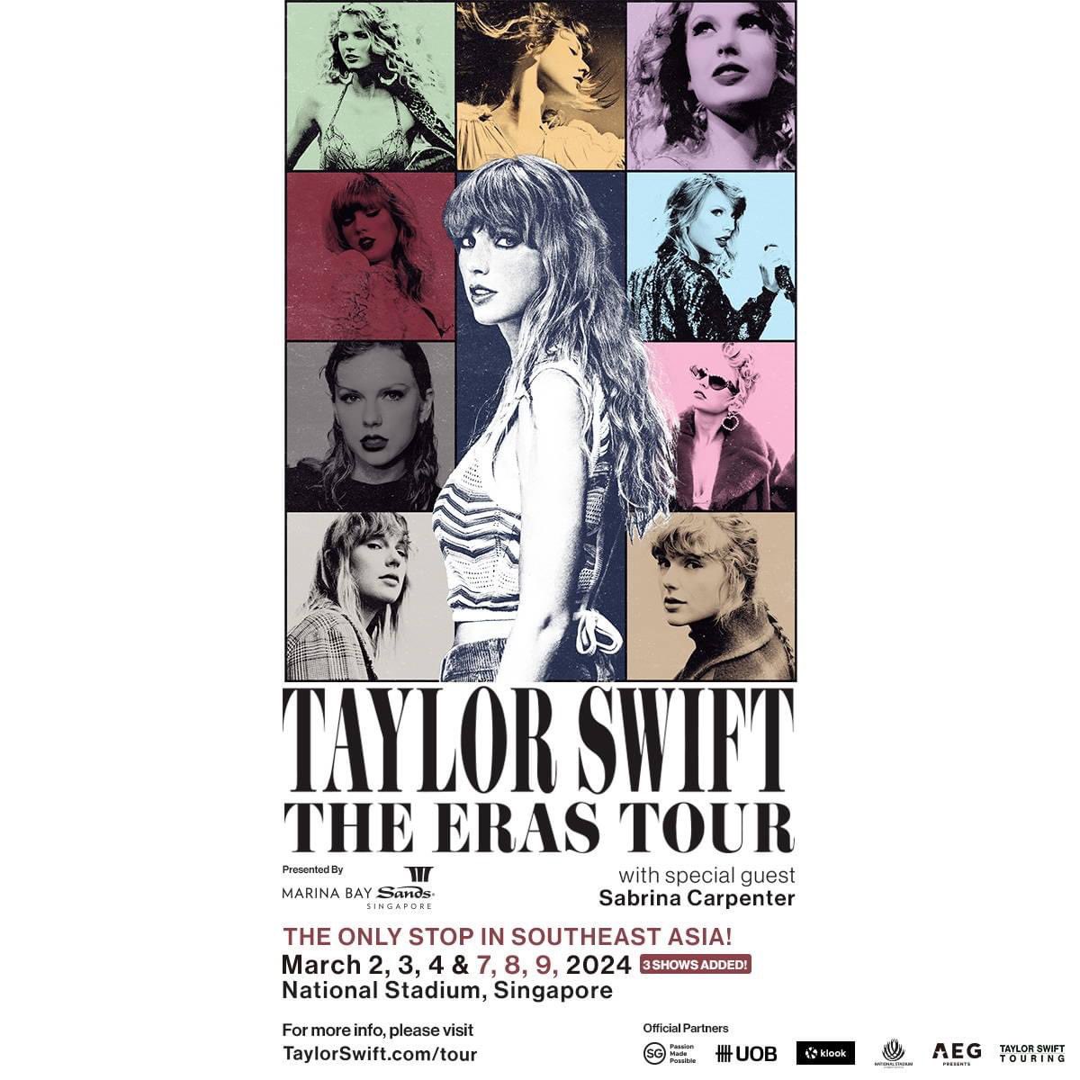 🎫 ราคาบัตร #SingaporeTSTheErasTour
** ราคานี้บวกค่าธรรมเนียมเเล้ว **

CAT 1: 9,420 บาท
CAT 2: 8,890 บาท
CAT 3: 7,730 บาท
CAT 4: 6,680 บาท
CAT 5: 4,580 บาท
CAT 6: 3,000 บาท

VIP (บัตรหลุม): 32,830บาท

VIP (บัตรดอย): 8,890บาท , 11,520บาท , 14,420บาท , 17,040บาท , 19,680บาท