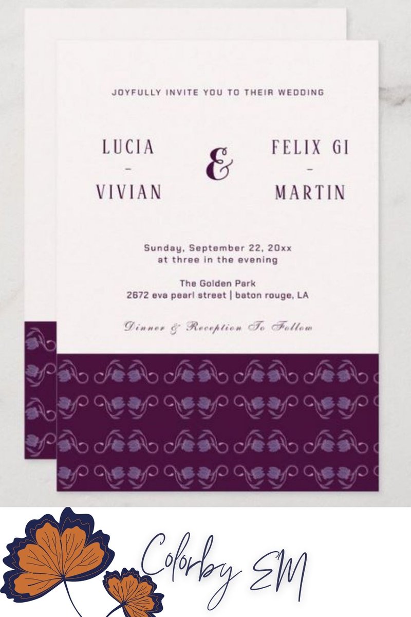 Elegant Two Color Paisley Violet Rustic Wedding Invitation zazzle.com/z/g0pzsk8m?rf=… #zazzlemade #wedding #INVITATION #violet #paisley #weddingcolors #weddinginspiration
