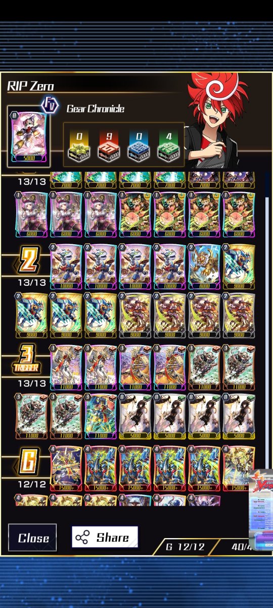 Slickdoge's tweet photo. My only deck as a broke high school kid was the first gear chronicle trial deck. Didn't have the money to upgrade, so Zero was my only way to live my dream of building a proper (at least in Zero) GC deck. Thank you, Vanguard Zero. https://t.co/easO3l0tBK