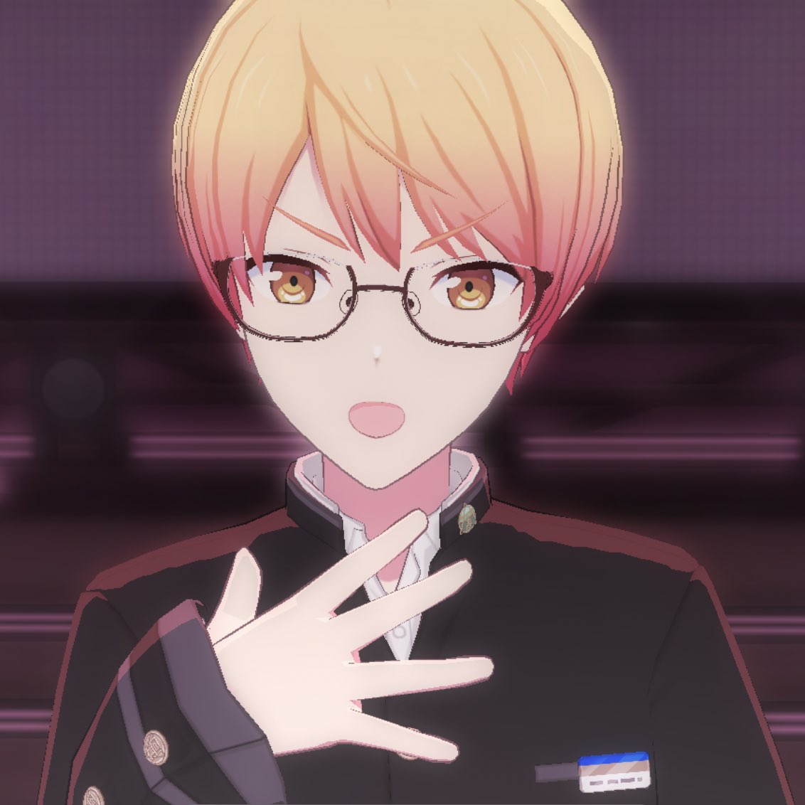 1boy male focus blonde hair glasses gakuran solo school uniform  illustration images