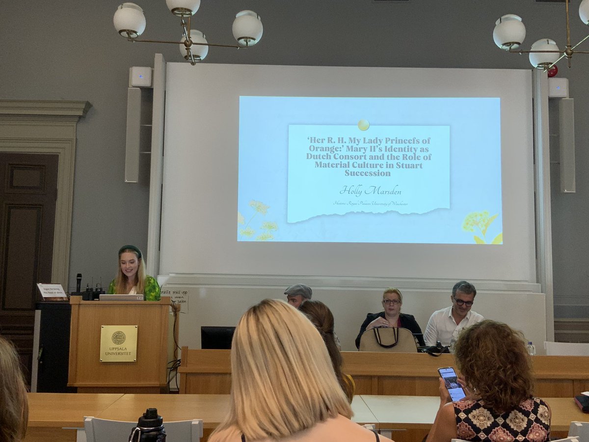 Next up is our very own <a href="/WinchesterHist/">University of Winchester History Programmes</a> &amp; <a href="/HRP_palaces/">Historic Royal Palaces</a> PhD student <a href="/HollyMarsden10/">Holly Marsden</a> “Her R. H. My Lady Princess of Orange: Mary II’s identity as Dutch consort and the role of material culture in Stuart succession”, looking at relationships Mary developed in the Netherlands #KQ12