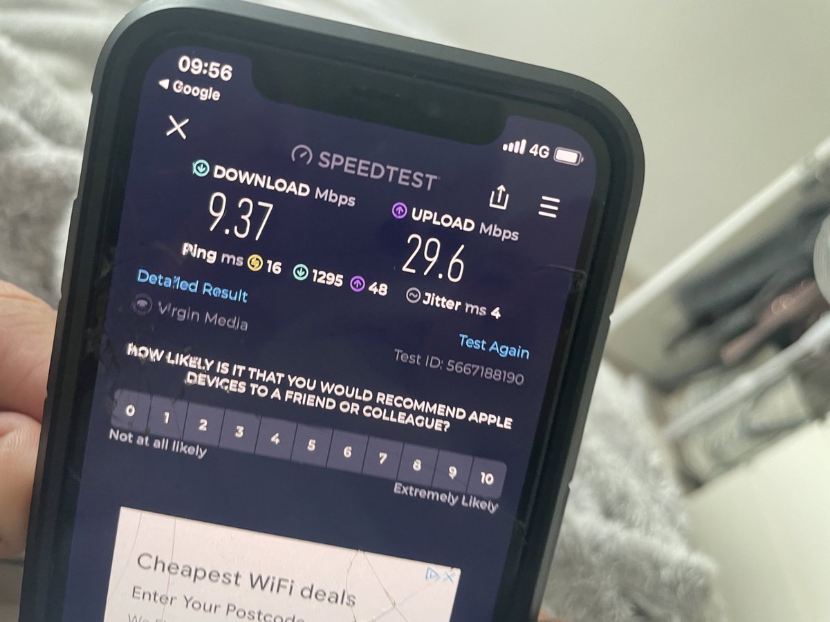 CocoJade11's tweet photo. Paying for 150mbps but getting 9 ?????? @virginmedia explain this please https://t.co/adjzblMOWJ