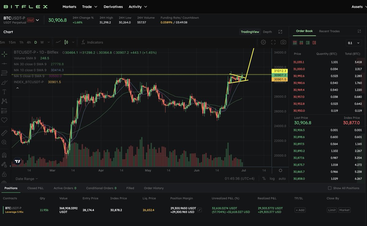 TheMoonCarl's tweet photo. Just added 100k to this #Bitcoin long position. https://t.co/qWanuzqcyM