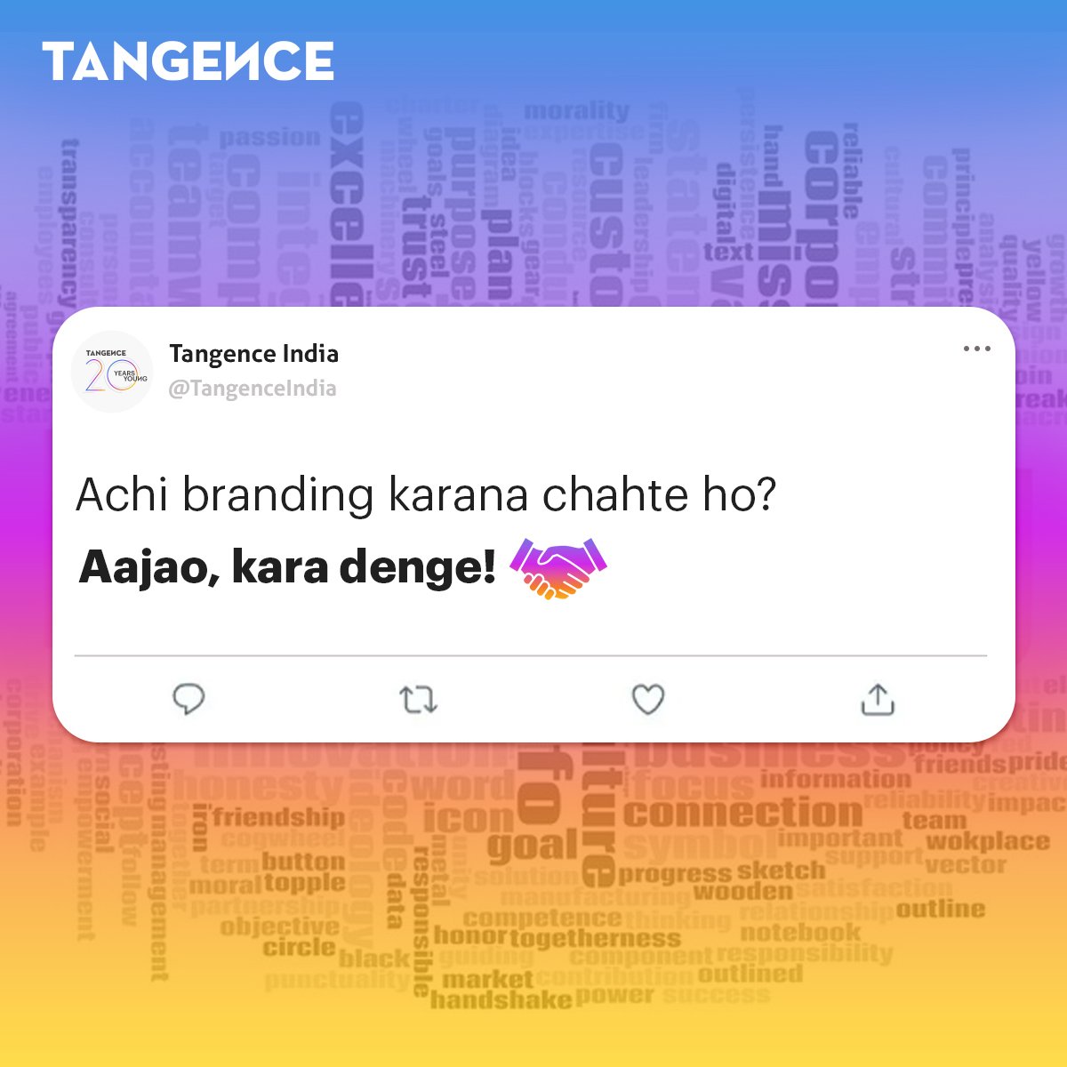 Building brands that leave a lasting impression.😍

 #Tangence #TangenceIndia #Digital #DigitalAgency #AgencyLife #DigitalMarketing #DigitalMarket #MomentMarketing #TopicalPost